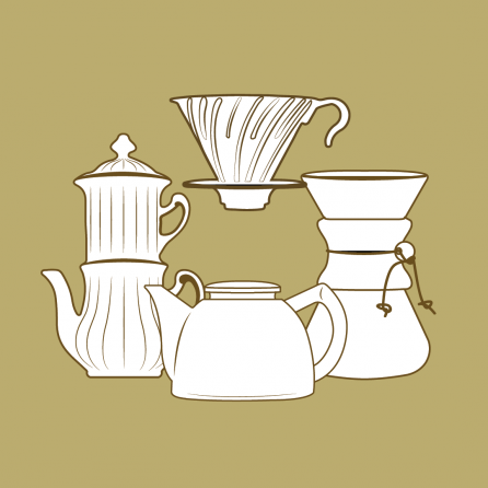 Illustration Kaffee Zubereitungsgeräte